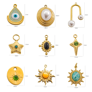 Acero inoxidable goteo aceite helado cereza ojo cangrejo colgante circón estrella encantos Concha flor hoja colgantes - Product Image 3