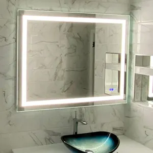 Chinese Supplier Defogger Wall-Mounted Bathroom Mirror Led Light Rectangle Rest Room Smart Mirror