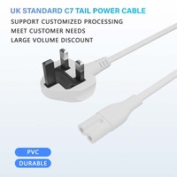Câble d'alimentation universel de 1,5 m avec fusible BS 1363, connecteur AC C7, rallonge 2 broches en forme de 8, Royaume-Uni