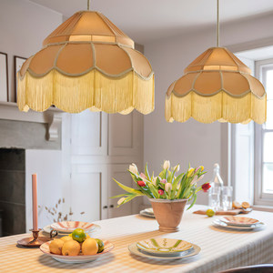 French Vintage Style Tassel Chandelier 60cm 80cm Diameter E27 Bulb Round Pendant <b>Light</b> For Home <b>Dining</b> Room Bedroom - Product Image 1