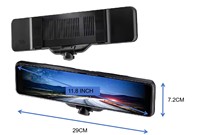 11.8 pouces écran tactile miroir 2 canaux véhicule universel 2K + 1080P DVR GPS rétroviseur voiture avant 360 degrés caméra