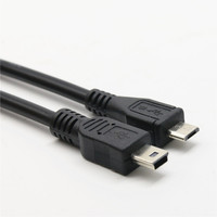 Kabel USB 2.0 25cm Male Mini B untuk Perangkat MP3 MP4 Kamera Ponsel HardDisk Komputer PVC untuk Speaker Mobil Monitor Pemutar DVD