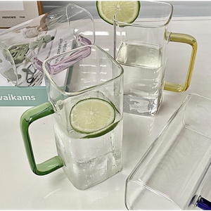 Vaso Cuadrado Ecológico de Vidrio con Asa, de Borosilicato, Resistente al Calor, Transparente, para Agua, Leche, Jugo, Botella de Agua - Product Image 3