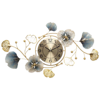 Horloge murale de luxe 2024 pour salle à manger, horloge de table à quartz, motif végétal, décoration murale moderne, silencieuse