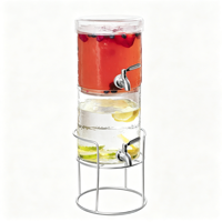 Distributeur de boissons en verre empilable avec support, couvercle, robinet, carafe, compatible lave-vaisselle, sans BPA, hermétique, écologique, 2 gallons, pour usage en cuisine