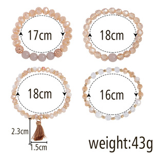 Fashion <b>Beaded</b> <b>Bracelet</b> Set Multi Layer Tassel Pendant Women's Jewelry Gift Zinc Alloy Round Geometric Design - Product Image 5