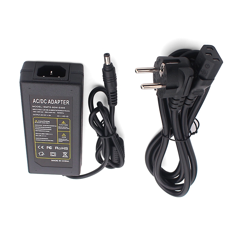 Штепсельная Вилка европейского стандарта DC 5,5*2,5 мм 60 Вт DC адаптер питания AC 110-220 В адаптер переменного тока DC 12 В 5A