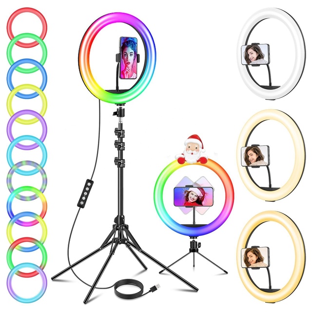 Professional Video Light 14 Inch Led Circle Selfie Ringlight Photographic RGB Light Tiktok Ring Light with Stand Studio Lights