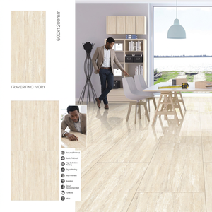 Modern Travertino Beige Polished GVT Porcelain Tiles 600x1200mm Indoor Floor <b>Wall</b> Tiles India Design - Product Image 6