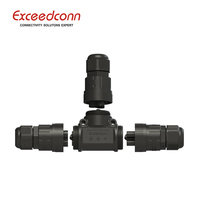 Connecteur de câble LED de type T IP68 Exceedconn EP-3DD noir mâle/femelle 3 broches 450V AC