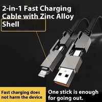 Kabel Data Mech pengisian daya Cepat empat dalam satu Pd27W pengisian daya multifungsi Tipe C 65W untuk ponsel mikro USB Aloi seng