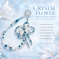 Breloque de téléphone perlée en forme de goutte d'eau, bracelet de poignet, fleur d'iris irisée, porte-clés en acrylique fait main, pendentif élégant, cadeau pour femme
