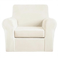MeiMeileo Lot de 2 housses de fauteuil en velours respirantes, anti-poussière, extensibles, lavables, ajustées, couleur unie, pour chiens