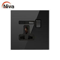 Prise Commutée Niva NV9 13A 3 Broches + USB + Type-C, Panneau en Acier Inoxydable, Interrupteurs Métalliques, Norme Britannique, Prise en Charge de la Vente en Gros et de la Revente