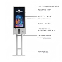 Kiosque de commande automatique 21,5/27/32 pouces pour restaurant, système POS étanche, SDK, reconnaissance faciale, écran tactile 10 points, code QR