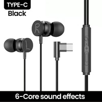 Écouteurs filaires Type C avec prise coudée à 90 degrés, micro intégré, casque sport pour téléphones mobiles