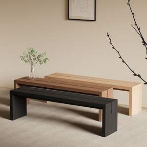 Solid Wood Bench Walnut <b>Pine</b> Black Durable Entryway Sofa <b>Bed</b> End Bench - Product Image 3