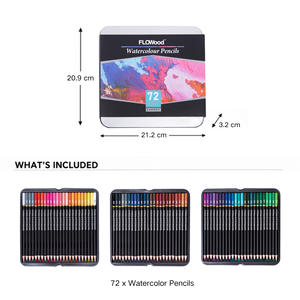 FLOWood Set di 72 <span class=keywords><strong>Matite</strong></span> Colorate Professionali Solubili in Acqua, Rotonde, in Scatola di Latta, Miscelabili, per Artisti e Pittura ad Acquerello - Product Image 5