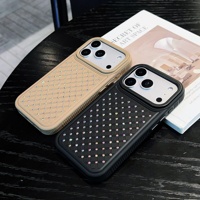 Cadre en aluminium électroplaqué mat de luxe avec texture diamant scintillante pour 17E Pro Max, coque de protection intégrale