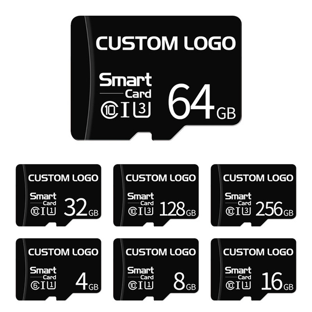 Low MOQ Custom Logo Package Graphic 32GB 64GB 128GB Smart SD Memory Card High Speed Data Transfer A2 C10 U3 V30 Micro TF Card