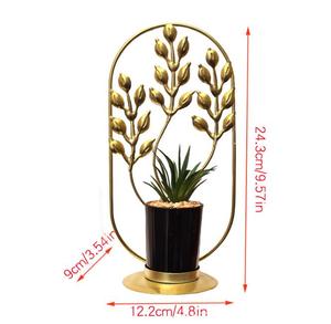 Décoration de Table Artistique pour <span class=keywords><strong>Maison</strong></span> et Intérieur, Salon et Chambre, en Métal Fer Forgé Doré, Support de Fleurs en Pot - Product Image 3