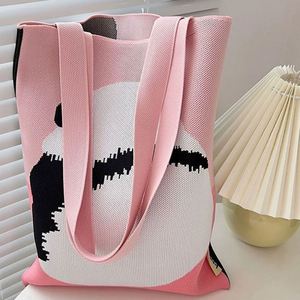 Mode décontractée pour femmes Angry Panda sac fourre-tout tricoté grande capacité Double face sac à main - Product Image 6