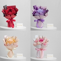 Bouquet de fleurs préservées Lovebay en gros avec sac cadeau à fenêtre transparente pour la décoration de la maison, de mariages, de fêtes et d'anniversaires