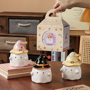 Taza de Cerámica de Alta Calidad con Diseño de <span class=keywords><strong>Fantasma</strong></span> de Dibujos Animados, con Tapa, Regalo para Niñas y Novias - Product Image 2