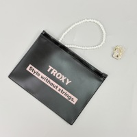 Sacs à fermeture éclair en PVC noir personnalisés avec logo imprimé en gros, pochettes d'emballage réutilisables pour bijoux et accessoires, pochettes étanches à fermeture éclair