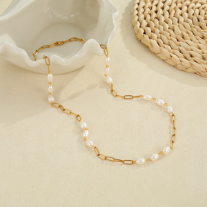 สร้อยคอมุกขายดี - สไตล์ทันสมัยและโดดเด่น สร้อยคอทอง 18K และสแตนเลสสตีล - Product Image 3