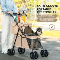 Poussette pour animaux de compagnie à double couche, pliable, légère, à 2 niveaux, pour chiens, chats, plusieurs animaux, voyage en plein air, portable, chariot pour petits animaux