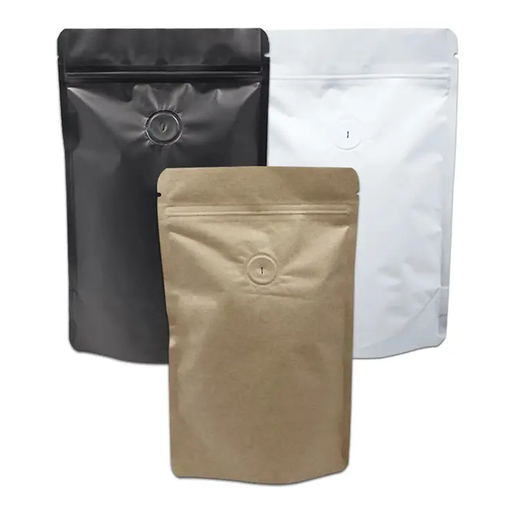 Saco de café preto fosco da folha de alumínio do design personalizado com válvula de desgasolina para embalagem do café