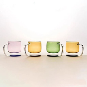 Tazza da caffè in vetro colorato ad alta borosilicato monostrato di alta moda con sospensione creativa tazza da tè al latte con manico - Product Image 5