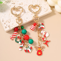 Nouveau style européen et américain canne perlée de Noël porte-clés imprimé typographie en alliage de zinc porte-clés en métal de Noël