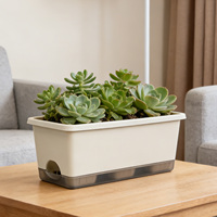 Outil de culture de légumes pour balcon domestique, pot de fleurs carré en plastique PP durable, auto-arrosant, 10,89 L, respirant, style nordique