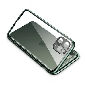 Магнитный металлический стеклянный чехол для Iphone 11 Pro Max X XR XS MAX, защита для объектива камеры, двухстороннее закаленное стекло, чехол для Iphone 11