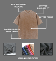 Camiseta Bordada de 270GSM para Hombre, Estilo Vintage, Teñida con Ácido, 100% Algodón, Hombros Caídos, Corte Holgado, Personalizada