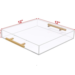 Manufacturer Custom High-End Elegant Gold Accent Acrylic Serving Tray for Kitchen - Product Image 1