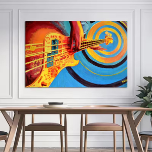 Soyut gitar tuval duvar sanatı müzik aletleri Bar dekoratif natürmort resimleri tuval duvar sanatı üzerine yağlıboya - Product Image 4
