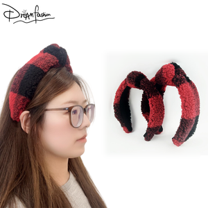 RTS Mama Mimi regalo di natale rosso e nero cristallo Plaid Sherpa cerchietti cerchietto <span class=keywords><strong>fascia</strong></span> invernale da donna <span class=keywords><strong>fascia</strong></span> per capelli - Product Image 1