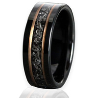 Anneaux de mariage en carbure de tungstène avec bande en or rose et plaqué noir, anneaux de mariage en météorite Gibeon, bande d'anniversaire pour homme, OEM