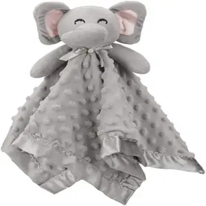 BSCI vendita calda personalizzato animale peluche elefante neonato coperta di sicurezza cartoon anime bambino consolatore per i bambini