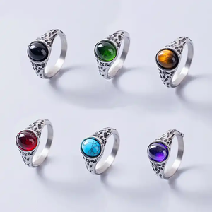 Hiphop 18K vàng đen Onyx đá vòng phụ nữ không thấm nước người đàn ông thanh nhã thép không gỉ vuông đá quý <span class=keywords><strong>Turquoise</strong></span> signet Nhẫn - Product Image 5