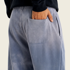 Pantalon de survêtement gris en coton pour homme, taille élastique, décontracté, avec poches, respirant, tricoté, poids moyen, style streetwear - Product Image 1