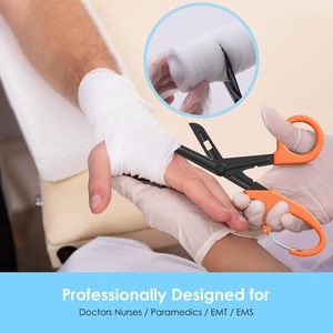 Ciseaux médicaux Vic en acier inoxydable à bord dentelé <span class=keywords><strong>de</strong></span> sécurité, avec porte-badge rétractable, pour pansements - Product Image 6