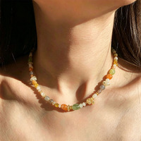 Collier tendance en pierres précieuses colorées, style bohème, perles naturelles baroques, pierre de soleil, agate, collier de perles en pierre naturelle
