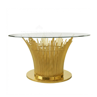 Table ronde en verre transparent pour événements, en acier inoxydable doré, idéale pour mariages et banquets – Offre spéciale