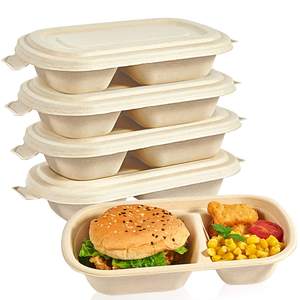 Food Grade Natural Bagasse 750mL Rectangular <b>Takeaway</b> <b>Container</b> with Lid Leakproof Eco Friendly Compostable Box for Restaurant - Product Image 4