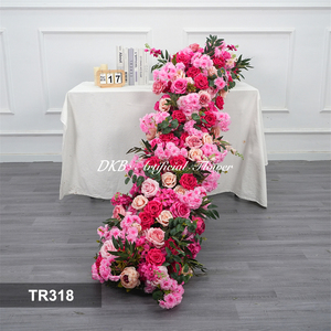 Wholesale Wedding Decorations Pink Silk Wedding Artificial Flower Row High Quality Flower <b>runner</b> - Product Image 2