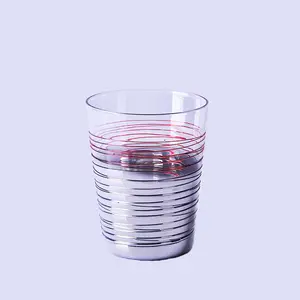 Vaso de cristal sin plomo, copa de vidrio de línea roja, Media plata, chapado en champán